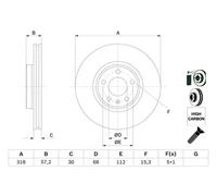 2x Disque de frein ventilé 0 986 479 E49 BOSCH pour AUDI A4 B9 A4 B9 Avant Q5 A5