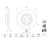 Disque de frein BOSCH 0 986 479 E69 avant, ventilé, à haute teneur en carbone, 1 pièce