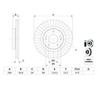 2x Disque de frein ventilé 0 986 479 E76 BOSCH pour MITSUBISHI CITROËN PEUGEOT