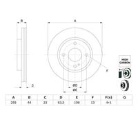 2x Disque de frein ventilé 0 986 479 E80 BOSCH pour FORD KA+ III