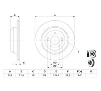 Disque de frein BOSCH 0 986 479 F43 pour KIA SORENTO III (UM) 2.0 2015-202