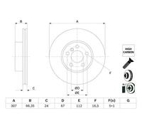 Disque de frein BOSCH 0 986 479 H33 ventilé, à haute teneur en carbone, 1 pièce