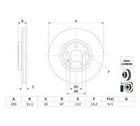 2x Disque de frein ventilé 0 986 479 H34 BOSCH pour MERCEDES-BENZ CLASSE A CLA