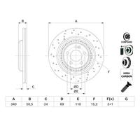 Bosch Disque de frein 0 986 479 H40 ventilé essieu arrière pour Mercedes‑Benz Classe S