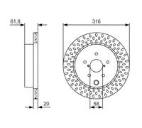 2x Disque de frein ventilé 0 986 479 V05 BOSCH pour SUBARU WRX A trois volumes