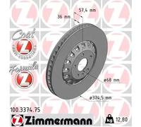 ZIMMERMANN 2x Disque de Frein Avant Ø374.5 MM pour VW Touareg CR7 3.0 Tdi Audi