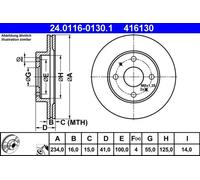 2x Disque de frein ventilé 24.0116-0130.1 ATE pour DAIHATSU SUBARU