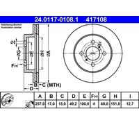 2x Disque de frein ventilé 24.0117-0108.1 ATE pour SUZUKI IGNIS I