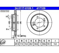 2x Disque de frein ventilé 24.0117-0109.1 ATE pour SUZUKI GRAND VITARA I