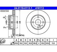 2x Disque de frein ventilé 24.0118-0113.1 ATE pour MAZDA KIA