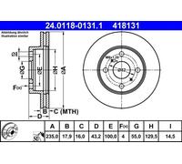Disque de frein ATE 24.0118-0131.1 avant, ventilé, 1 pièce