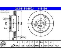 2x ATE 24.0118-0150.1 Disque de frein pour MAZDA CX-7 (ER) 301.6mm
