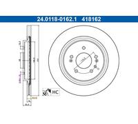 2x Disque de frein ventilé 24.0118-0162.1 ATE pour HYUNDAI SANTA FE IV