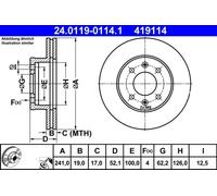 2x Disque de frein ventilé 24.0119-0114.1 ATE pour HYUNDAI ACCENT II