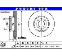 Disque de frein ATE 24.0119-0116.1 avant, ventilé, 1 pièce