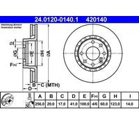 2x Disque de frein ventilé 24.0120-0140.1 ATE pour OPEL CORSA B ASTRA F Break