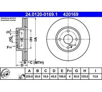 ATE Disque de frein avant pour Mazda MX5 NB et NBFL 255 mm