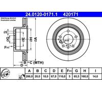 2x Disque de frein ventilé 24.0120-0171.1 ATE pour OPEL OMEGA B OMEGA B Break