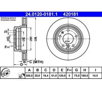 2x Disque de frein ventilé 24.0120-0181.1 ATE pour BMW 5 5 Touring