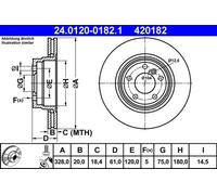 Disque de frein ATE 24.0120-0182.1 arrière, ventilé, à haute teneur en carbone, 1 pièce