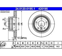 2x Disque de frein ventilé 24.0120-0195.1 ATE pour BMW 1 3 3 Touring 3 Coupé