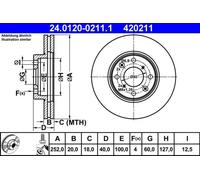 2x Disque de frein ventilé 24.0120-0211.1 ATE pour OPEL SUZUKI