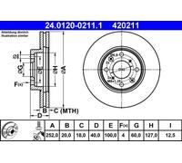 Disque de frein ATE 24.0120-0211.1 avant, ventilé, 1 pièce