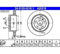 ATE Disque de frein 24.0120-0218.1 arrière ventilé 1 pièce