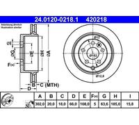 2x Disque de frein ventilé 24.0120-0218.1 ATE pour LAND ROVER FREELANDER 2