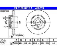 2x Disque de frein ventilé 24.0120-0219.1 ATE pour ASTON MARTIN TOYOTA