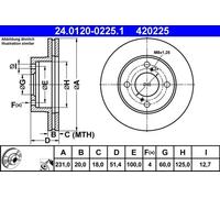 2x Disque de frein ventilé 24.0120-0225.1 ATE pour SUZUKI NISSAN
