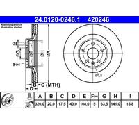 ATE Disque de frein 24.0120-0246.1 arrière, ventilé