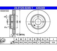 2x Disque de frein ventilé 24.0120-0249.1 ATE pour OPEL VAUXHALL
