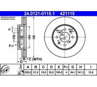 Disque de frein ATE 24.0121-0115.1 avant, ventilé, 1 pièce