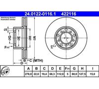 2x Disque de frein ventilé 24.0122-0116.1 ATE pour MERCEDES-BENZ SL SL Coupé