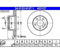 2x Disque de frein ventilé 24.0122-0127.1 ATE pour VOLVO 240 240 Kombi 260