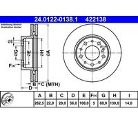 2x Disque de frein ventilé 24.0122-0138.1 ATE pour VOLVO 740 740 Kombi