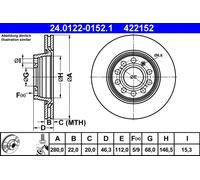 ATE Disque de frein 24.0122-0152.1 avant, ventilé, à haute teneur en carbone, 1 pièce