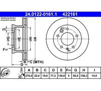 2x Disque de frein ventilé 24.0122-0161.1 ATE pour MERCEDES-BENZ VW