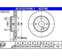 2x Disque de frein ventilé 24.0122-0166.1 ATE pour MAZDA 323 S IV 323 F V DEMIO