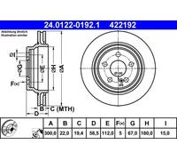 2x Disque de frein ventilé 24.0122-0192.1 ATE pour MERCEDES-BENZ CLASSE S