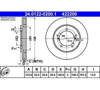 2x Disque de frein ventilé 24.0122-0200.1 ATE pour SUZUKI GRAND VITARA I