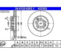 Disque de frein ATE 24.0122-0202.1 avant, ventilé, à haute teneur en carbone, 1 pièce