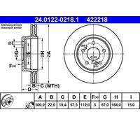 2x Disque de frein ventilé 24.0122-0218.1 ATE pour MERCEDES-BENZ CLASSE E SL