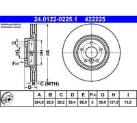 ATE Disque de frein 24.0122-0225.1 ventilé avant 2x pour FIAT / Alfa Romeo Spider GTV