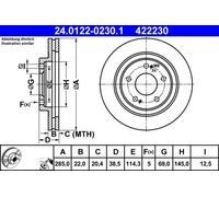2x Disque de frein ventilé 24.0122-0230.1 ATE pour MITSUBISHI PAJERO PININ I
