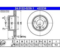 2x Disque de frein ventilé 24.0122-0239.1 ATE pour BMW 1 2 Coupé 2 Décapotable