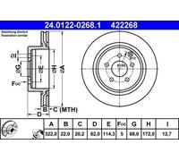 2x Disque de frein ventilé 24.0122-0268.1 ATE pour NISSAN 350Z Coupé