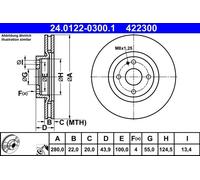 ATE Disque de frein 24.0122-0300.1 avant ventilé 1 pièce