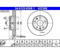 2x Disque de frein ventilé 24.0122-0308.1 ATE pour RENAULT MEGANE IV Grand Coupe